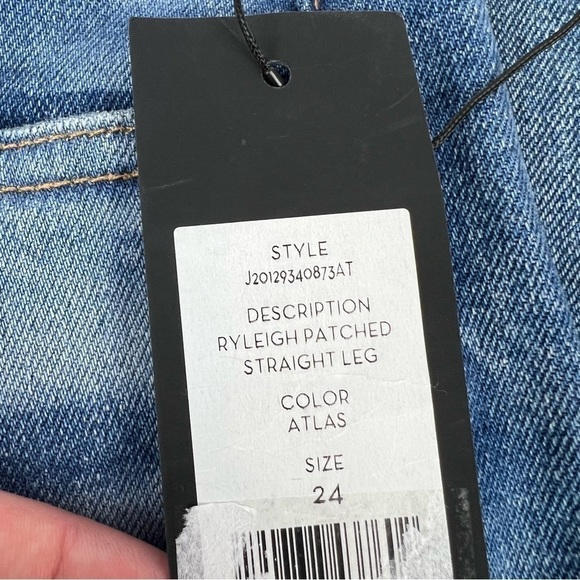 Veronica Beard Ryleigh Patched Knee Straight Leg Jeans 24/00 Atlas Blue $328 - Picture 10 of 13